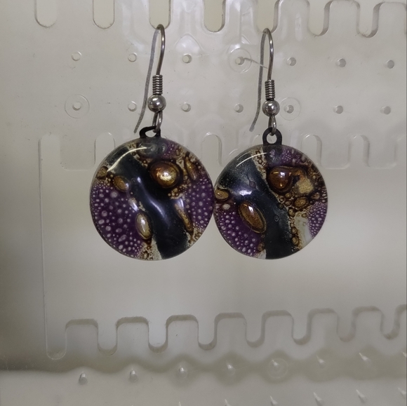 Glass disc earrings - Picture 2 of 3